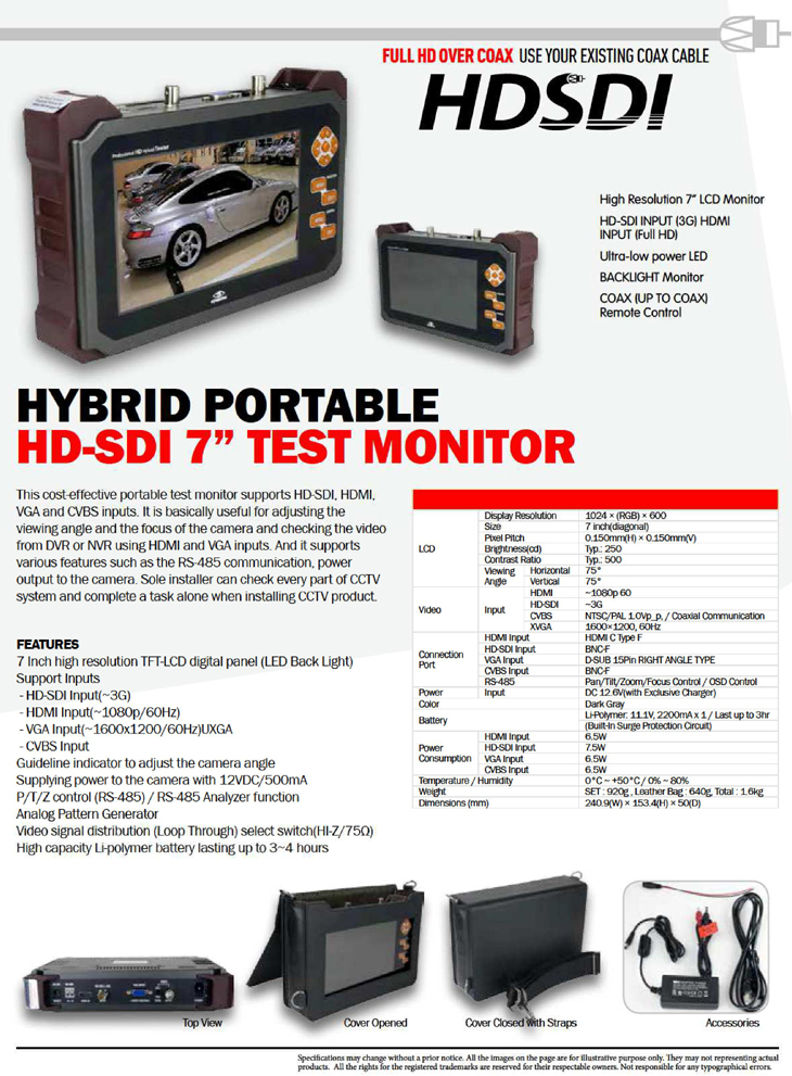 HDSDI HD-SDI Video Tester Monitor