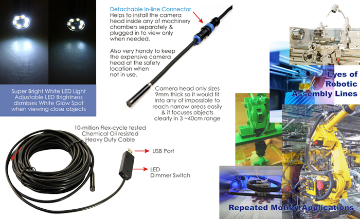 10 million cycle cable video camera high flex endoscope camera