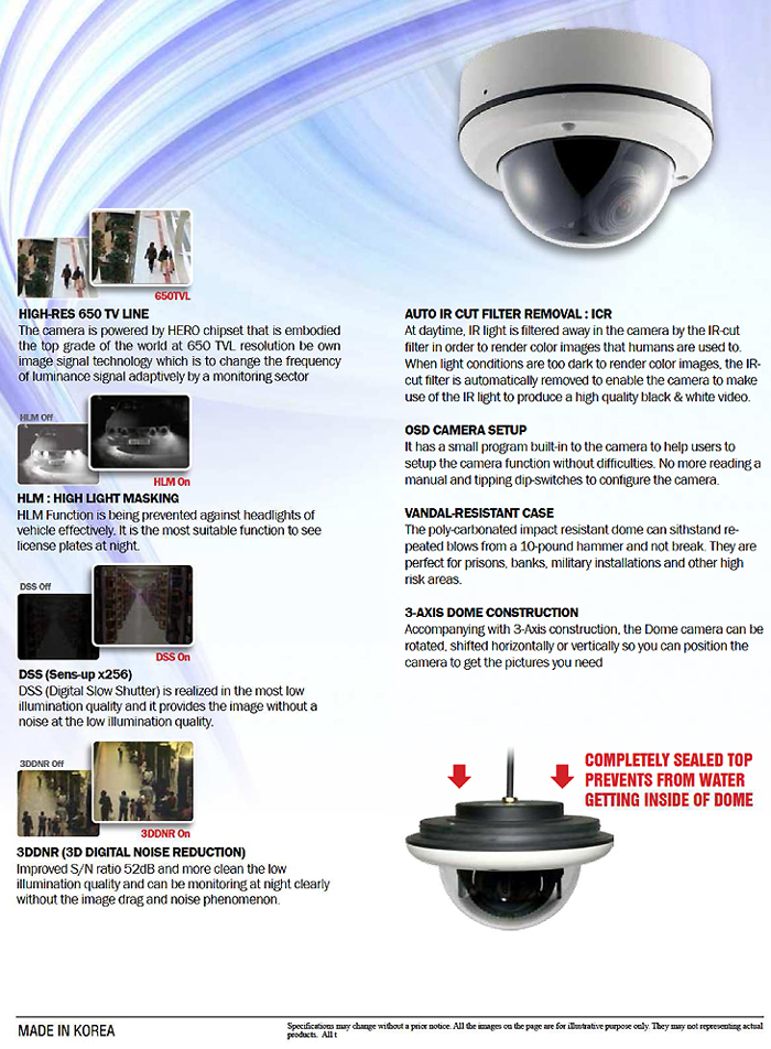 Starlight Extreme Low Light Outdoor Vandalproof Dome Camera